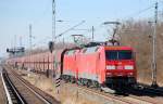 Doppeltrakion 152 095-6 + 152 036-0 mit langem Erzzug am 24.02.14 Mühlenbeck7Mönchmühle b.Berlin.