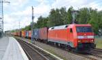 152 035-2 mit Cotainerzug aus Richtung Oranienburg kommend am 24.06.14 Mühlenbeck/Mönchmühle.