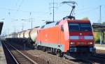 152 063-4 mit einem Ganzzug Knickkesselwagen (Kreideschlamm) am 12.10.15 Bhf.