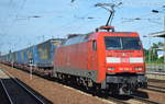 152 158-2 mit KLV-Zug (LKW-WALTER Trailer) am 27.06.17 Bf.