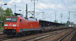 152 112-9 mit einem fast leeren Taschenwagenzug für LKW-Trailer am 28.06.17 Bf.