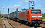 152 149-1 mit KLV-Zug (LKW WALTER Trailer) am 03.07.17 Bf.