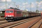 155 243-9 mit einem Ganzzug Schiebewandwagen am 26.07.11 Bhf.