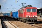 155 197-7 mit gemischtem G�terzug am 04.07.12 Bhf.