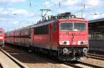 155 112-6 mit Ganzzug polnischer Sch�ttgutwagen (Kohle) am 27.08.12 Bhf.