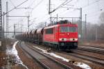 155 261-1 mit Ganzzug Sch�ttgutwagen, 18.12.12 Bhf.
