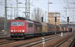 155 168-8 mit Ganzzug Schiebewandwagen, 02.03.13 Bhf.