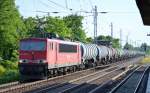 155 183-7 mit Kesselwagenzug Richtung Schwedt am 07.06.14 Berlin-Karow.
