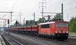 155 269-4 mit Ganzzug Schüttgutkippwagen am 09.07.14 Durchfahrt Bhf.
