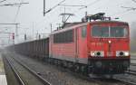 155 020-1 mit Ganzzug offener Güterwagen mit Kohle als ladegut am 13.11.14 Bhf.