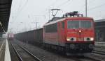 155 099-5 mit Ganzzug offener Güterwagen mit Kohle als Ladegut am 13.11.14 Bhf.
