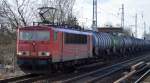 155 147-2 mit Kesselwagenzug am 04.03.15 Berlin-Karow.