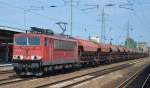 155 048-2 mit Ganzzug gedeckter Schüttgutwagen am 04.12.15 Bhf.