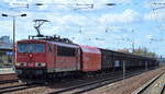 155 111-8 mit gemischtem Güterzug am 06.04.17 Bf.
