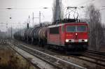155 231-4 mit Kesselwagenzug Richtung Karower Kreuz Berlin, 18.12.08 Berlin-Karow.