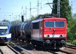155 257-9 mit Kesselwagenzug Richtung Karower Kreuz Berlin, 13.05.09 Berlin-Karow.