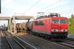 155 151-4 mit Kesselwagenzug Richtung Berliner Innenstadt, 20.05.09 Berlin-Pankow.