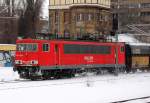 155 264-5 mit einem Ganzzug leerer polnischer Sch�ttgutwagen im Gbf.