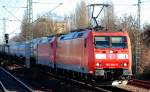 185 004-9  mit einer 185 XXX? und Kesselwagenzug am Haken am 07.01.14 Richtung Berlin-Grunewald ( Berliner Innenring) Höhe Berlin-Jungfernheide.