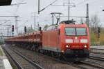 185 005-6 mit Ganzzug Schüttgutkippwagen am 22.10.14 Durchfahrt Bhf.