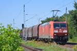185 051-0 mit einem Güterzug für Coiltransporte am 20.08.15 Richtung karower Kreuz Berlin im Mühlenbeck/Mönchmühle b.