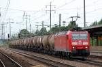 185 143-5 mit Ganzzug Knickkesselswagen f�r Kreideschlamm, 14.06.12 Bhf.