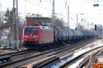 185 168-2 mit Kesselwagenzug Richtung Bernau, 26.03.13 Berlin-Karow.