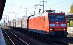 185 185-6 mit einem Gütertransportzug für Stahlcoils am 11.10.15 Bhf.