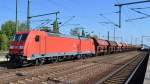 185 270-6 mit einem Ganzzug gedeckter Schüttgutwagen am 10.09.15 Bhf.