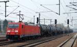 185 316-7 fährt zur Pause mit Kesselwagenzug (Ladegut: ETBE - Ethylbutylether, UN-Nr.