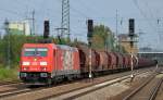 185 399-3 mit Ganzzug Schüttgutwagen mit Schwenkdach für Kalisalztransporte am 02.10.14 Bhf.