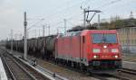 185 352-2 mit einem Kesselwagenzug tschechischer Kesselwagen zum Transport von geschmolzenem Schwefel (UN-Nr.
