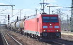 185 357-1 mit gemischtem Güterzug am 15.03.17 Bf.