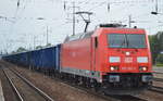185 397-7 mit Ganzzug polnischer Drehgestell-Güterwagen am 13.05.17 BF.