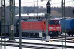 189 064-9 holt einen Ganzzug polnischer Sch�ttgutwagen gegen�ber dem Berliner Westhafen ab, leider dauerte es sehr lange bis zum Freisignal daher nur ein Belegbild, 26.03.13 S-Bhf.