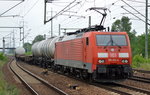 189 014-4 mit einem kurzem gemischten Güterzug am 24.05.16 Bf.