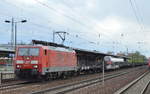 189 017-7 mit einem Leerzug mit Nutzfahrzeug-Transportwagen am 26.04.17 Bf.