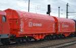 Zwei v�llig neue Drehgestell-Flachwagen mit Schiebeplane f�r Coil Transporte der DB, auch die Gattung scheint neu und ist auch bei dybas noch nicht aufgef�hrt, der vordere Wagen tr�gt die Nr.