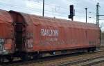 Drehgestell-Flachwagen mit Planenverdeck der DB mit der Nr.