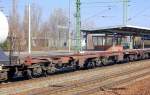 Containerdoppeltragwageneinheit der DB in den Niederlanden registriert mit der Nr.