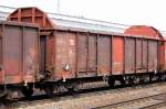 Offener G�terwagen mit vier Rads�tzen mit Stirnwandaufbordung + Niederbindeeinrichtung f�r ausschlie�lich Rohholztransporte der DB eingestellt mit der Nr.