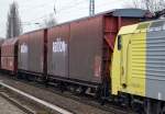 Diese Großräumigen Schiebewandwagen-Wageneinheiten der DB vom Typ Hirrs-tt 325 bekommt man im Nordosten Deutschlands nicht sehr häufig zu Gesicht, leider war bei den