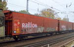 Großräumige Planen-Schiebewandwagen-Einheit der DB mit der Nr. 42 80 D-DB 2926 048-9 Himrrs-tt 326 am 19.10.17 Berlin Hirschgarten.