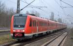 Möglicherweise zur Inspektion unterwegs Richtung Bombardier-Werk Hennigsdorf, eine Kolonne von vier Regio-Swinger Triebzügen der DB Regio vorneweg 612 618 und an letzter Stelle 612 054 am