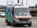 MB 814D Transporter der Berliner Wasserbetriebe zur Kanalinspektion, 12.03.09 Berliner Stadtautobahn H�he Spandauer Damm Br�cke.