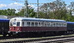 Cargo Logistik Rail-Service mit ihrem Verbrennungstriebwagen  DTW 10  (NVR:  95 80 0301 035-1 D-CLR ) BJ.1951 Maschinenfabrik Esslingen anscheinend zur Bereitstellung irgendwo f�r Sonderfahrten am 18.05.26 H�he Bahnhof Magdeburg-Neustadt.