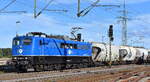 Eisenbahngesellschaft Potsdam mbH, Potsdam (EGP) mit ihrer  151 078-3  (NVR:  91 80 6151 078-3 D-EGP ) und Zementstaubzug (leer) aus Berlin am 24.09.25 Höhe Bahnhof Rodleben.