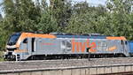 Havelländische Eisenbahn AG, Berlin-Spandau [D] mit ihrer Eurodual Lok  159 011  [NVR-Nummer: 90 80 2159 011-6 D-HVLE] und einem Ganzzug polnischer Drehgestell-Hochbordwagen (PKP Cargo) beim