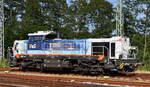 Netzwerkbahn Sachsen GmbH, Dresden mit der geleasten Nexrail AssetCo Sàrl vossloh DE 18 Lok [NVR-Nummer: 92 80 4185 110-8 D-NXRL] bei Rangiertätigkeiten/Umsetzen Höhe Bahnhof Ruhland am