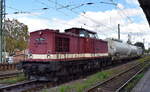 PRESS - Eisenbahn-Bau- und Betriebsgesellschaft Pressnitztalbahn mbH, Jöhstadt mit ihrer  114 703-2  [NVR-Nummer: 92 80 1203 230-8 D-PRESS]  und einem Unkrautvernichtungszug der Fa.